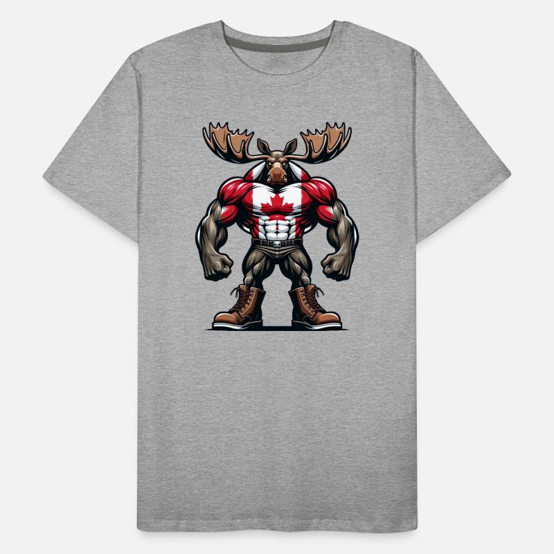 Wapiti du Canada avec drapeau national T-shirt bio Premium Homme