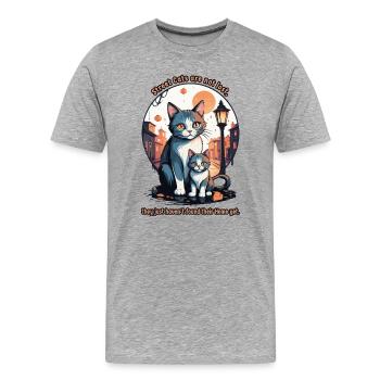 Süße Straßen Katzen - Männer Premium Bio T-Shirt - Grau meliert - Vorne - Damien (186cm)