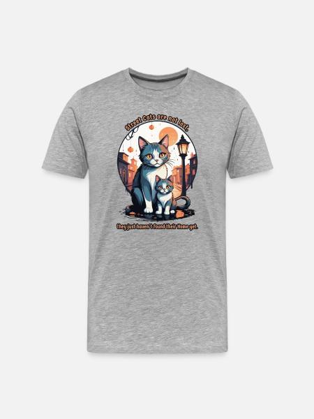 Chats des rues mignons - T-shirt bio Premium Homme - gris chiné