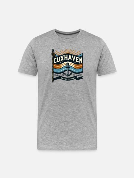 CUXHAVEN - MEIN HEIMATHAFEN - Männer Premium Bio T-Shirt - Grau meliert