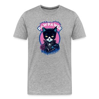 Gothic Katze - Männer Premium Bio T-Shirt - Grau meliert - Vorne - Damien (186cm)