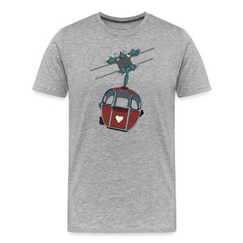 Cable Car Gondola - Red Heart - Men's Premium Organic T-Shirt - heather grey - Front - Damien (186cm)