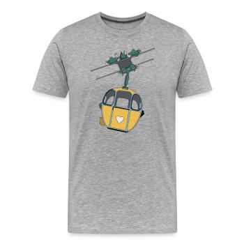 Cable Car Gondola - Yellow Heart - Men's Premium Organic T-Shirt - heather grey - Front - Damien (186cm)