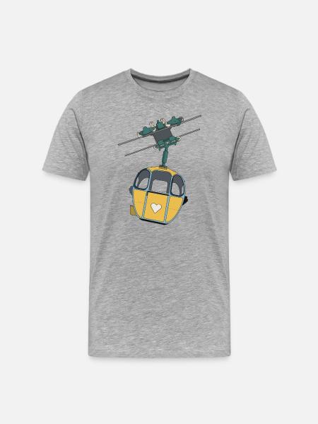 Gondol med svævebane - gult hjerte - Herre Premium T-shirt økologisk - grå meleret