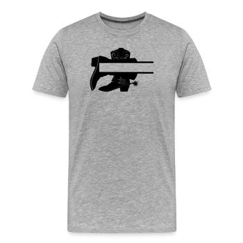 Logo Stiefel Shop - Männer Premium Bio T-Shirt - Grau meliert - Vorne - Damien (186cm)