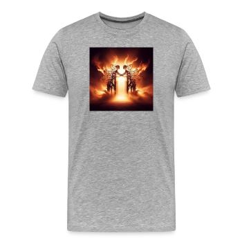 Les Portes du Paradis - T-shirt bio Premium Homme - gris chiné - Devant - Damien (186cm)