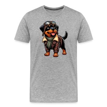 Conception du pilote Rottweiler - T-shirt bio Premium Homme - gris chiné - Devant - Damien (186cm)
