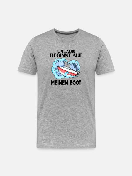 Urlaub Boot Spruch - Männer Premium Bio T-Shirt - Grau meliert