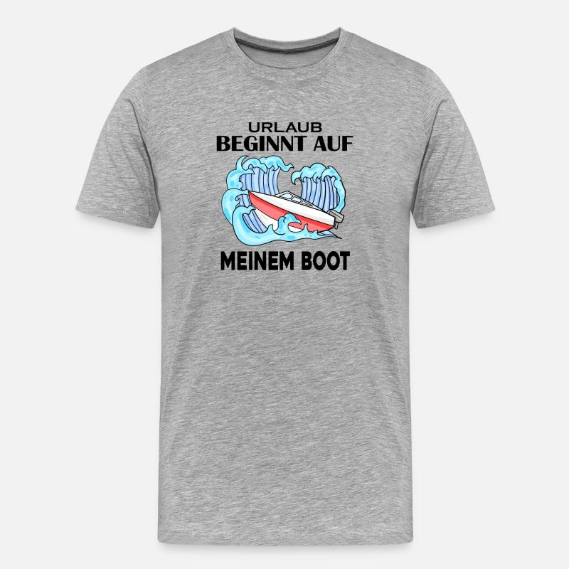 Urlaub Boot Spruch - Männer Premium Bio T-Shirt - Grau meliert