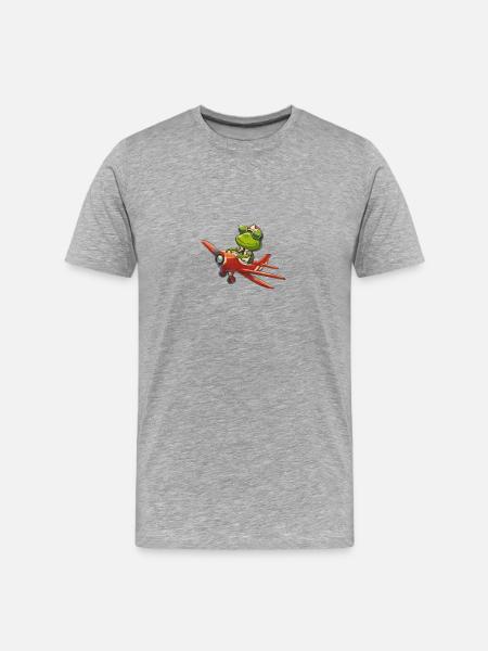 Pilot frog in a red plane - Men's Premium Organic T-Shirt - heather grey
