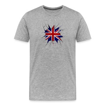 Drapeau Union jack verre brisé - T-shirt bio Premium Homme - gris chiné - Devant - Damien (186cm)