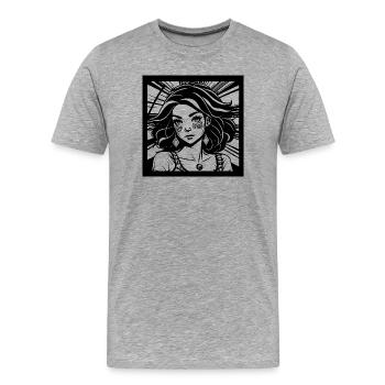 Hippie Princess Girl in Manga Comic Style - Men's Premium Organic T-Shirt - heather grey - Front - Damien (186cm)