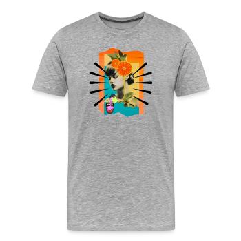 Frau Pop Art - Männer Premium Bio T-Shirt - Grau meliert - Vorne - Damien (186cm)