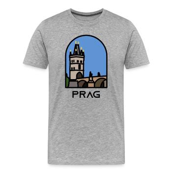 Prag - Karlsbrücke - Altstädter Brückenturm - Männer Premium Bio T-Shirt - Grau meliert - Vorne - Damien (186cm)