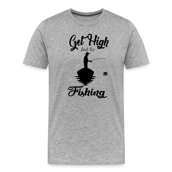 Get High And Go Fishing Shirt Fishing - Männer Premium Bio T-Shirt - Grau meliert - Vorne - Damien (186cm)