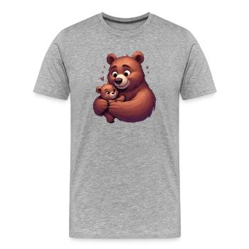Bear Hug Bliss - Men's Premium Organic T-Shirt - heather grey - Front - Damien (186cm)