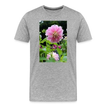 Dahlia rose rose fleur, fleur - T-shirt bio Premium Homme - gris chiné - Devant - Damien (186cm)
