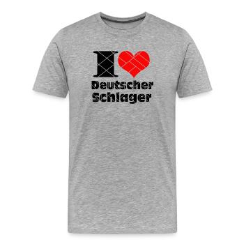 Schlager Party , Schlager Musik , I Love Schlager - Männer Premium Bio T-Shirt - Grau meliert - Vorne - Damien (186cm)