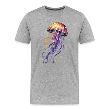 Aquarelle de méduse - T-shirt bio Premium Homme - gris chiné - Devant - Damien (186cm)