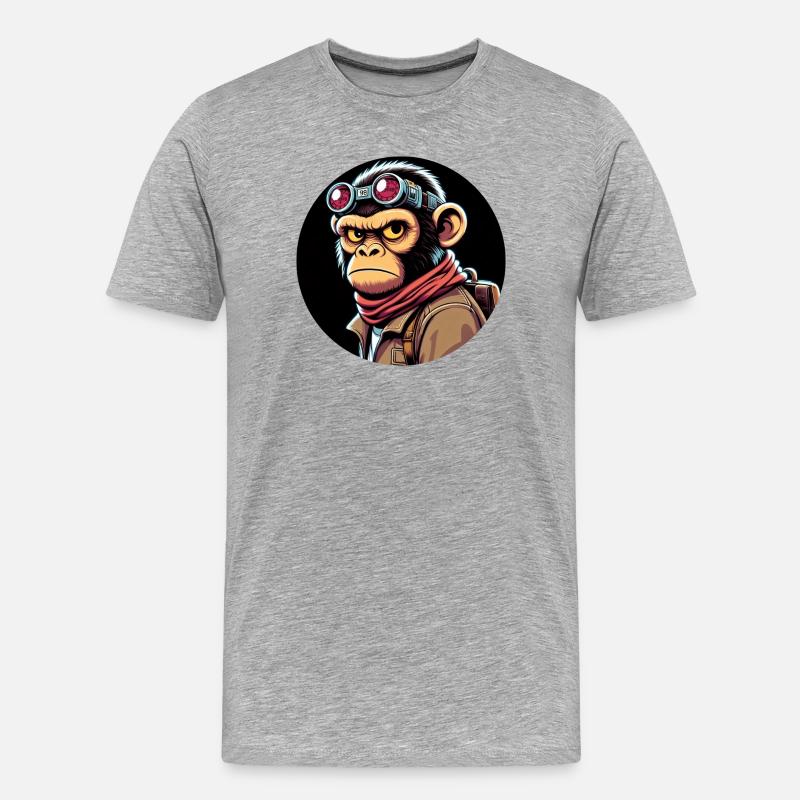 Affe mit Brille Böser Blick - Männer Premium Bio T-Shirt - Grau meliert