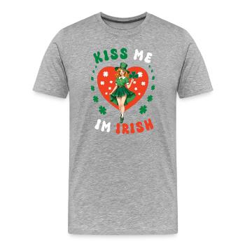 Embrasse-moi, je suis irlandaise - T-shirt bio Premium Homme - gris chiné - Devant - Damien (186cm)