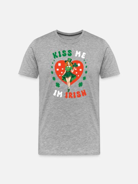 Kiss me, I'm Irish - Men's Premium Organic T-Shirt - heather grey