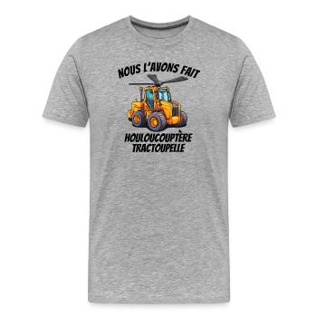 chantier, travaux, chef de chantier - T-shirt bio Premium Homme - gris chiné - Devant - Damien (186cm)
