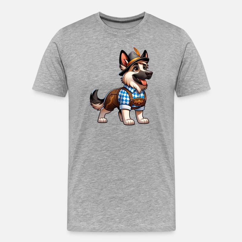 Schäferhund Hund Bayern - Männer Premium Bio T-Shirt - Grau meliert