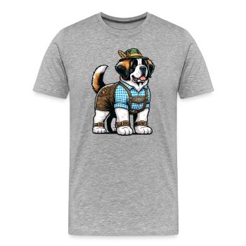 St. Bernard Dog Bavaria - Men's Premium Organic T-Shirt - heather grey - Front - Damien (186cm)