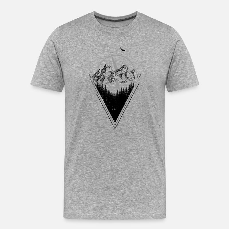 Verwitterte Kompass Grunge Karte - Männer Premium Bio T-Shirt - Grau meliert