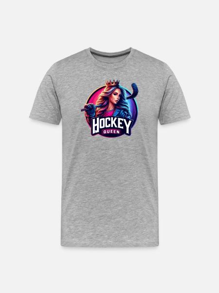 Hockey Queen Mädchen - Männer Premium Bio T-Shirt - Grau meliert