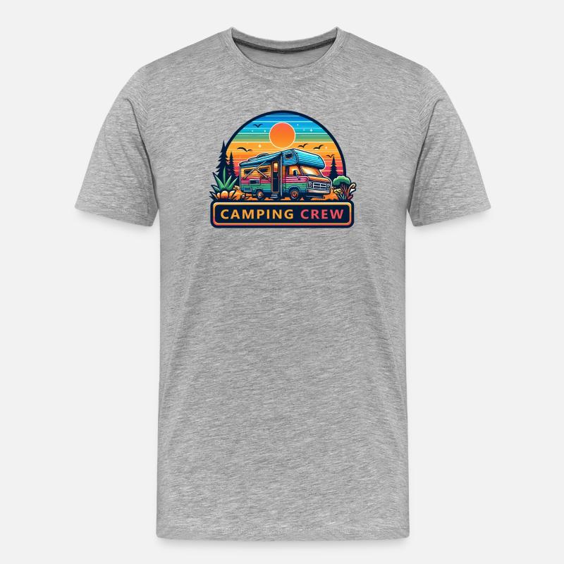 Retro Sunset Camping RV Crew - Männer Premium Bio T-Shirt - Grau meliert