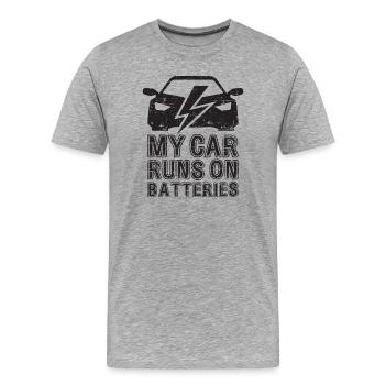 Ma voiture fonctionne sur batteries eCar Voiture électrique - T-shirt bio Premium Homme - gris chiné - Devant - Damien (186cm)
