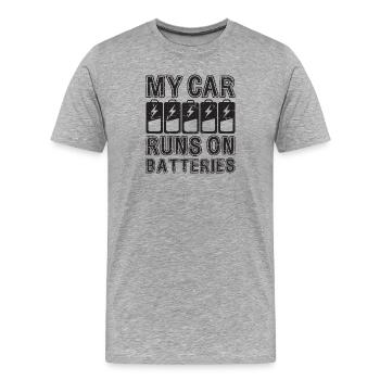 Ma voiture fonctionne sur batteries eCar Voiture électrique - T-shirt bio Premium Homme - gris chiné - Devant - Damien (186cm)