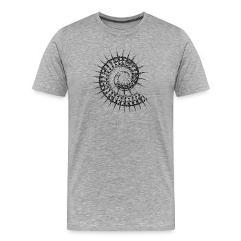 Escargot en forme de coquille en noir et blanc - T-shirt bio Premium Homme - gris chiné - Devant - Damien (186cm)