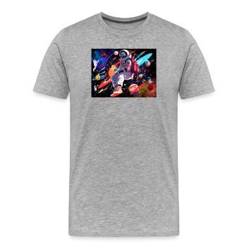 Astronaut und Weltraum - Männer Premium Bio T-Shirt - Grau meliert - Vorne - Damien (186cm)