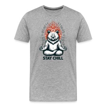 Stay Chill Bear in Lotus Position - Men's Premium Organic T-Shirt - heather grey - Front - Damien (186cm)