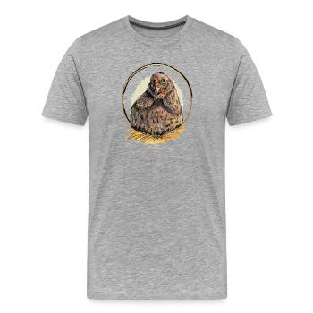 Poule dans le nid d’or - T-shirt bio Premium Homme - gris chiné - Devant - Damien (186cm)