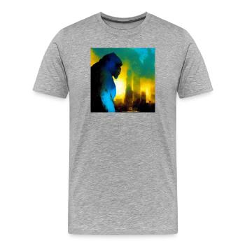 Gorilla 01 - Men's Premium Organic T-Shirt - heather grey - Front - Damien (186cm)