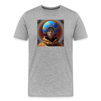 Porträt Frau 02 - Männer Premium Bio T-Shirt - Grau meliert - Vorne - Damien (186cm)