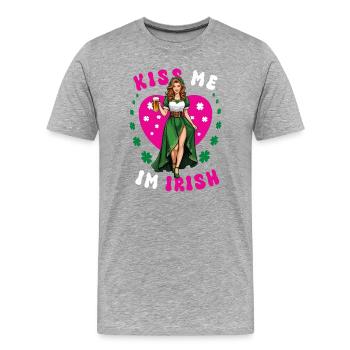 Embrasse-moi, je suis irlandaise - T-shirt bio Premium Homme - gris chiné - Devant - Damien (186cm)