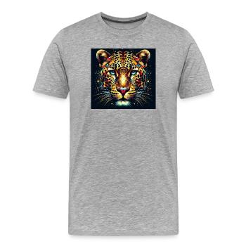 Leopard - Men's Premium Organic T-Shirt - heather grey - Front - Damien (186cm)
