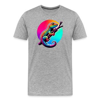 Gecko - Men's Premium Organic T-Shirt - heather grey - Front - Damien (186cm)
