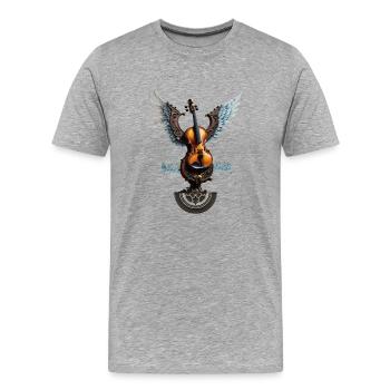 Wunderbar elegante Geige mit Flügeln. - Männer Premium Bio T-Shirt - Grau meliert - Vorne - Damien (186cm)