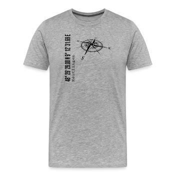 Koordinaten Reutlingen - Männer Premium Bio T-Shirt - Grau meliert - Vorne - Damien (186cm)