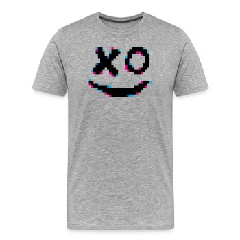 Neon-Pixel-Konfetti - Männer Premium Bio T-Shirt - Grau meliert - Vorne - Damien (186cm)