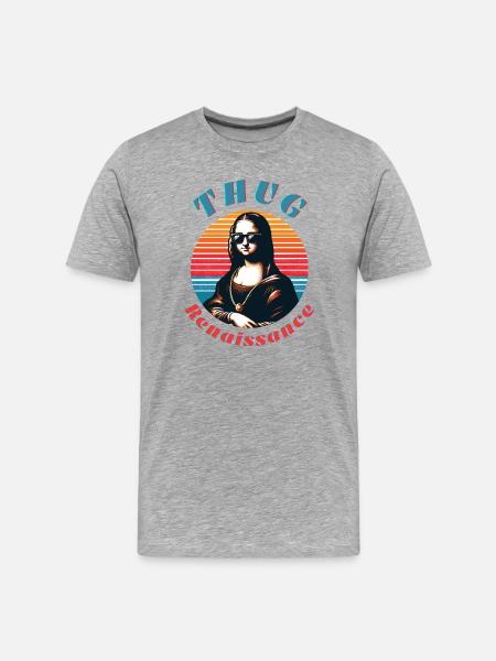 Hipster Mona with Retro Vibe - Men's Premium Organic T-Shirt - heather grey