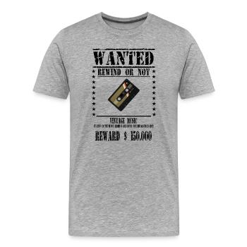 WANTED CASSETTE AUDIO - Men's Premium Organic T-Shirt - heather grey - Front - Damien (186cm)