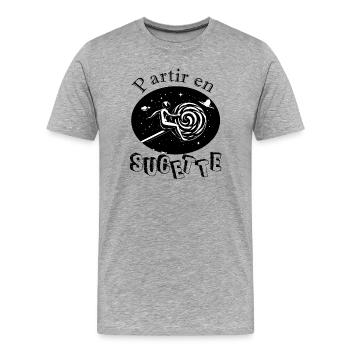 Partir en sucette - T-shirt bio Premium Homme - gris chiné - Devant - Damien (186cm)