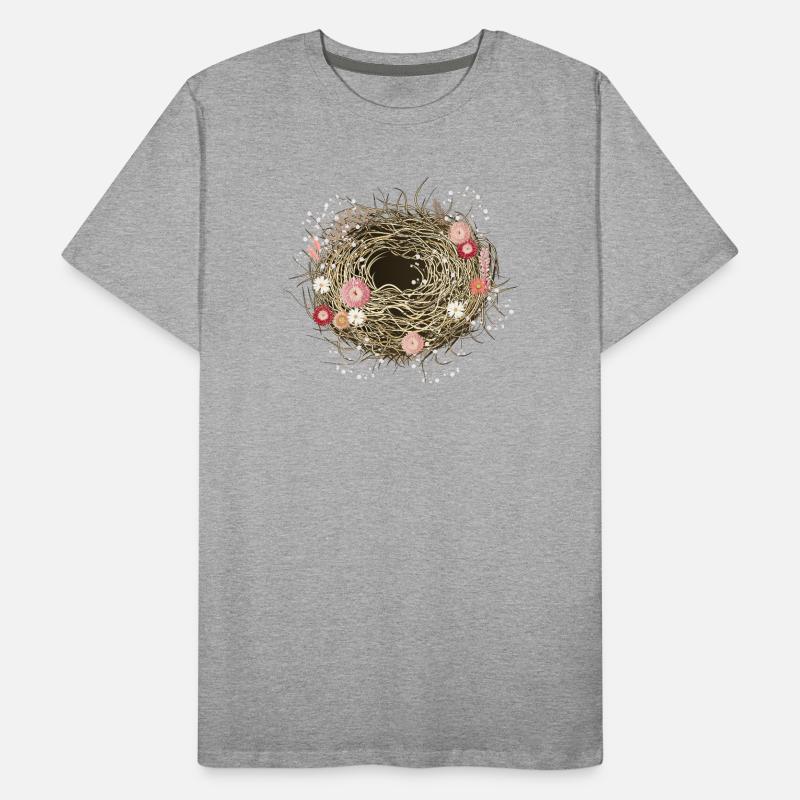 leeres Vogelnest oder Osternest mit Trockenblumen Männer Premium Bio T-Shirt